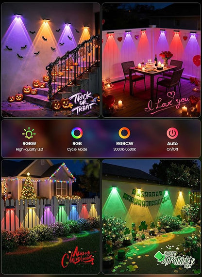 Brightown 6 Pack Solar Lights Outdoor Waterproof, Color Changing Solar Fence - Image 6