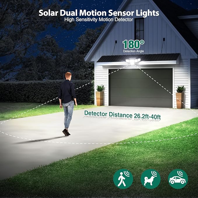Solar Lights Outdoor, 6000LM 310 LEDs Dual Motion Sensor Solar Flood Lights 6 - Image 7
