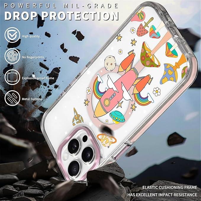 Case for iPhone 14 Pro Max, Spaceship Mushroom Phone Case Design，for Women - Image 5