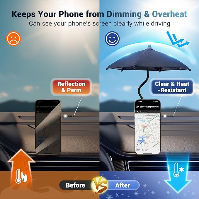 Double Magnetic Phone Umbrella, UPF45+ Magnetic Phone Sunshade Shield - Image 3