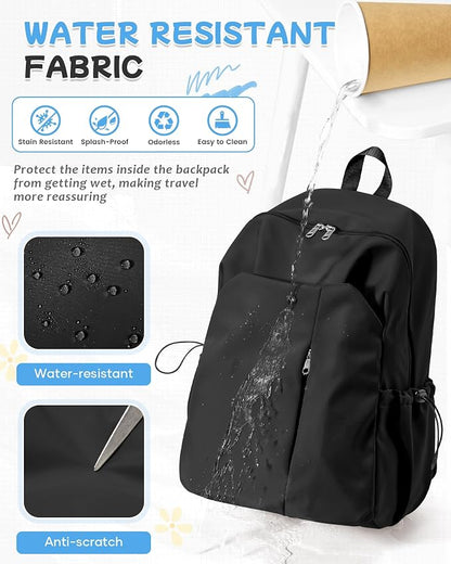 SEAFEW Black Backpack for School, High School Bookbag Back Pack for Teens Girls - Image 7