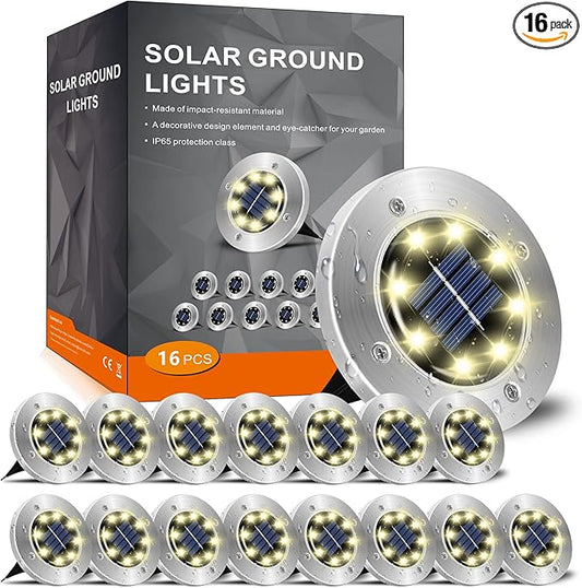 INCX 4.6 inch Solar Lights Outdoor Waterproof, 16 Pack Solor Ground Light by INCX