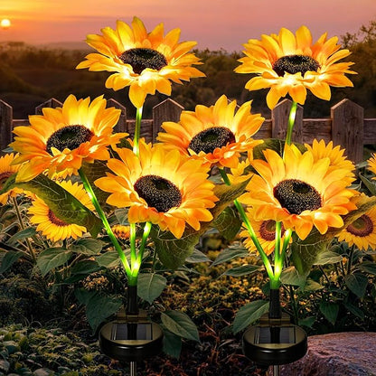 GIGALUMI Solar Garden Lights Artificial Sunflowers, LED Garden Decor Carefree by GIGALUMI