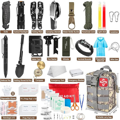 238Pcs Emergency Survival Kit and First Aid Kit, Professional Survival Gear Tool - Image 2