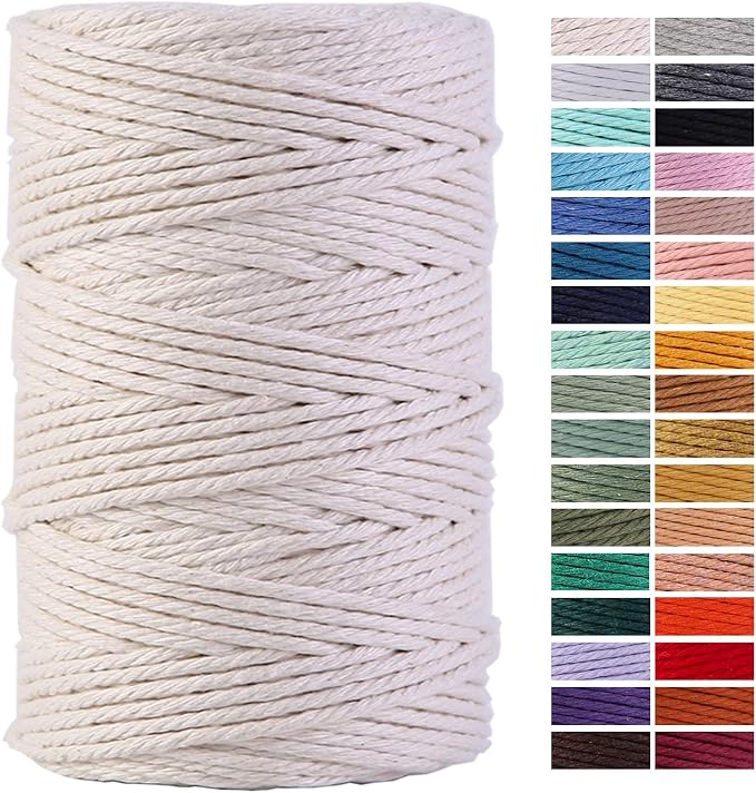 Macrame Cord 4mm x 220Yards 100% Natural Cotton Macrame Rope Cotton Cord by AestheticDesignforYou