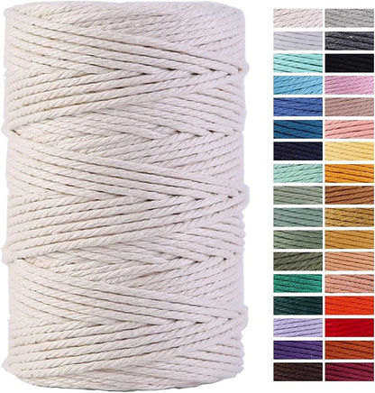Macrame Cord 4mm x 220Yards 100% Natural Cotton Macrame Rope Cotton Cord by AestheticDesignforYou