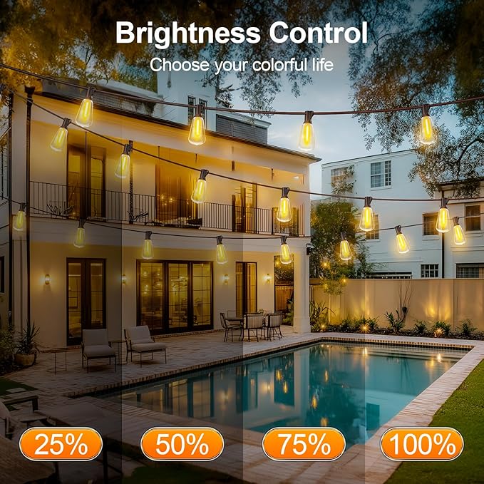 Outdoor Lights String Patio Outside - 100ft 30M LED Waterproof Light - Hanging - Image 4