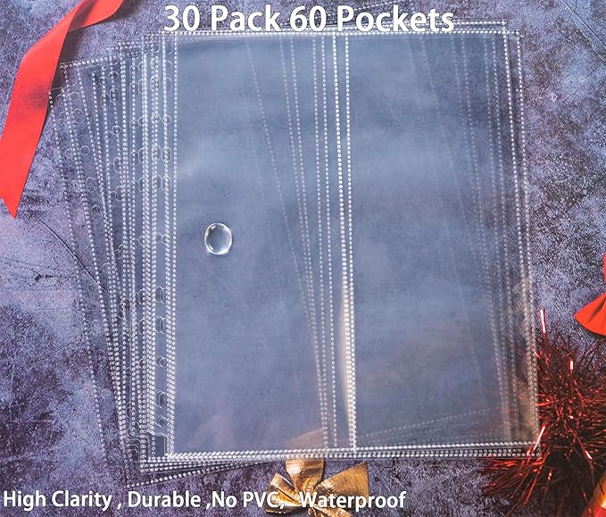 30 Pack 60 Pockets 4.5x11” Folded Map Sleeves, Ultra-Clear Brochure Organizer - Image 2
