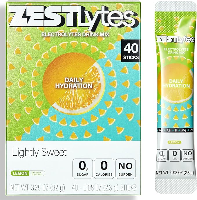 40 Sticks Sugar Free & 0 Calorie Electrolyte Hydration Packets, Low Sodium by ZestLytes