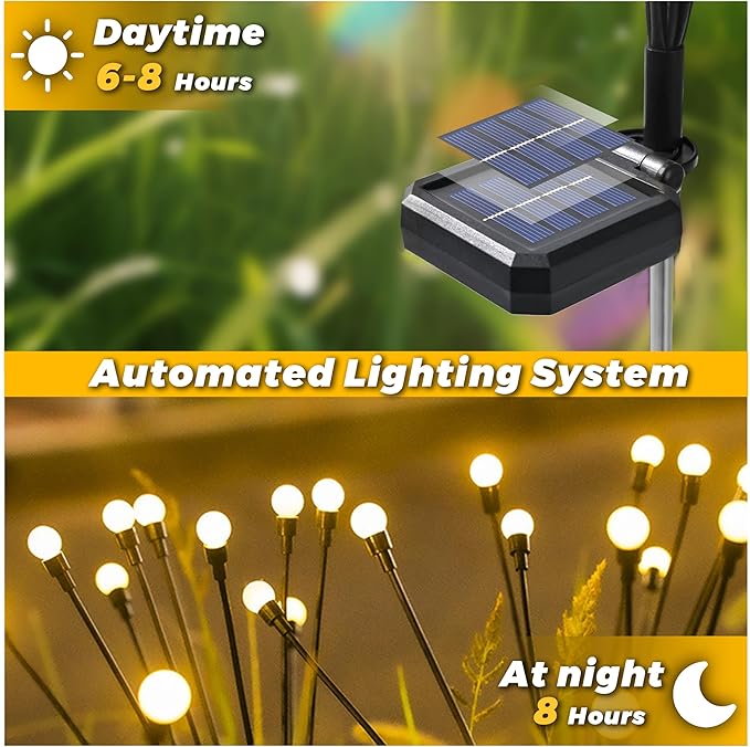 Solar Lights Outdoor-8Pack 64LEDs Solar Garden Firefly Lights Outside, Solar - Image 7