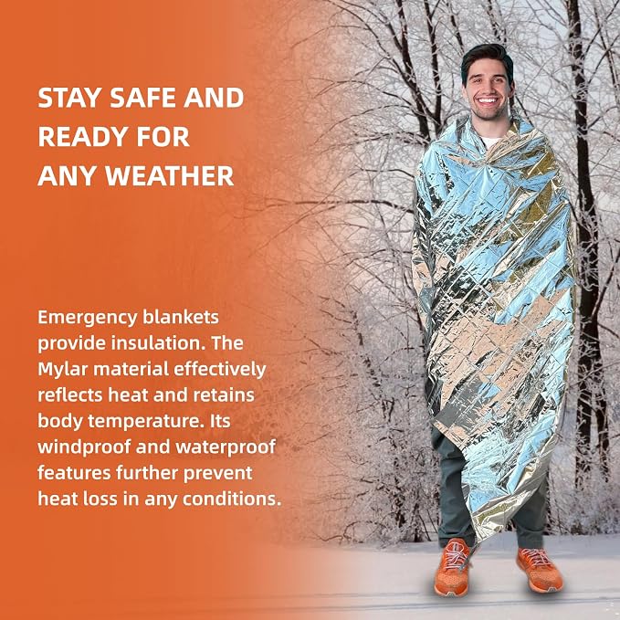 50 Pack Emergency Thermal Blanket Survival, Mylar Blankets - Image 3