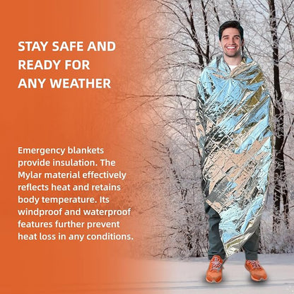 50 Pack Emergency Thermal Blanket Survival, Mylar Blankets - Image 3