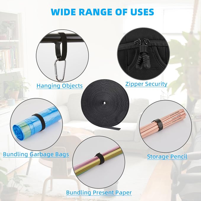75 ft x 1/2 inch Hook and Loop Roll, Reusable Fastening Cable Ties, Office and - Image 6