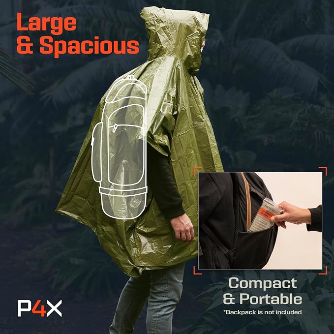 PREPARED4X Emergency Mylar Poncho – Survival Rain Poncho - Image 7