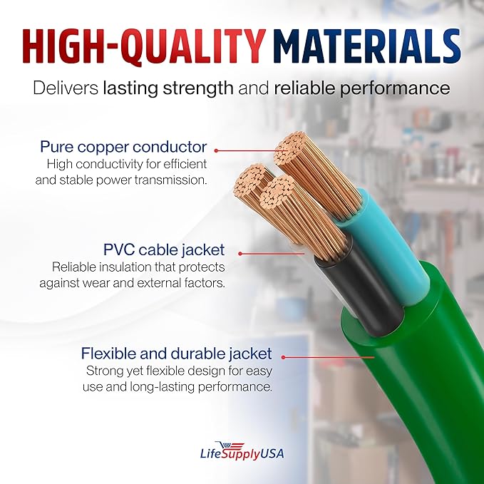 10ft Outdoor/Indoor Extension Cord 10/3 Gauge Ultra Heavy Duty 3 Prong SJTW - Image 4