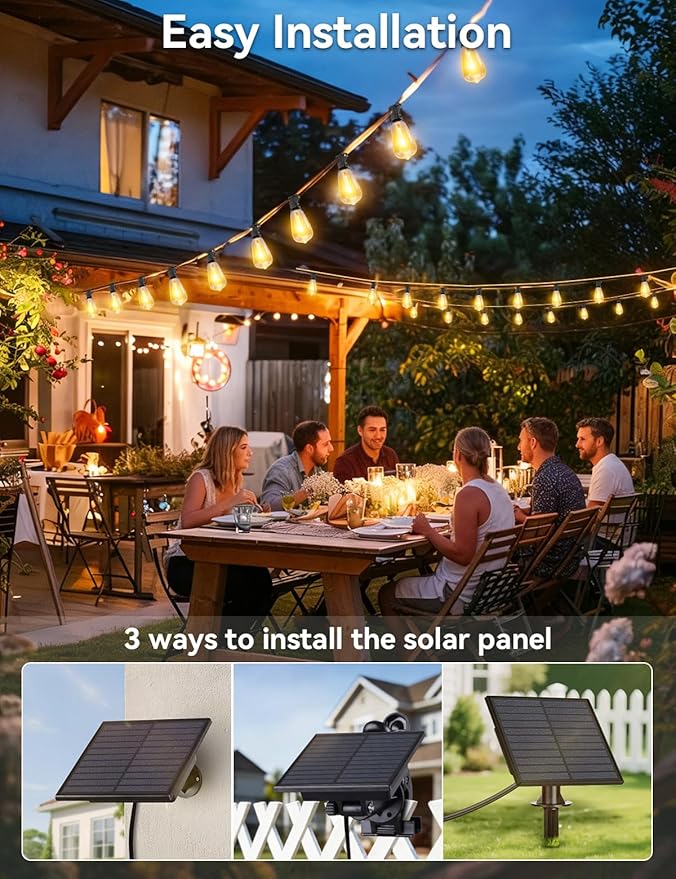 Brightever 50FT Solar String Lights Outdoor Waterproof, Patio Lights Solar - Image 8