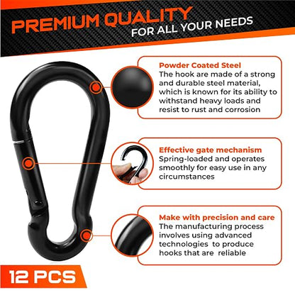 PAMAZY 12Pcs 2In Spring Snap Hooks, Utility Hook Clip, Heavy Duty Rope Connector - Image 3