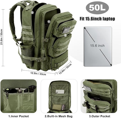 Military Tactical Backpack 50L Large Day Backpack - Image 3