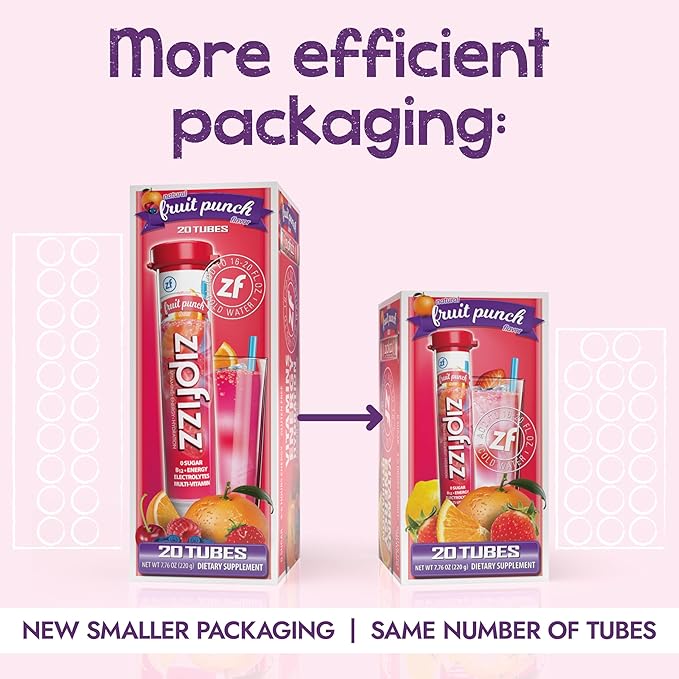 Zipfizz Daily Energy Drink Powder, Fruit Punch, 20 Pack 3-in-1 Sustained Energy - Image 3
