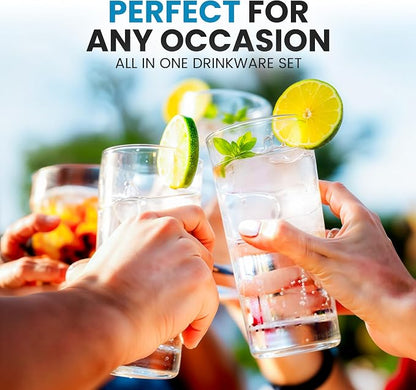Zulay Kitchen Plastic Drinking Glasses – Mixed 16oz & 12oz Acrylic Shatterproof - Image 7