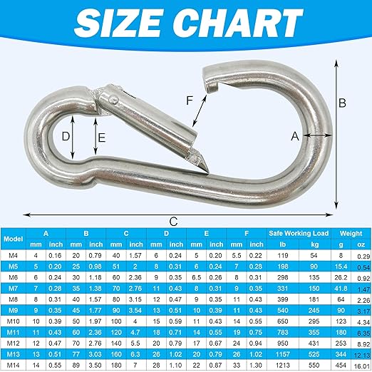 304 Stainless Steel Carabiners -6.3 inch Heavy Duty, Durable & Rust-Free Clips - Image 6