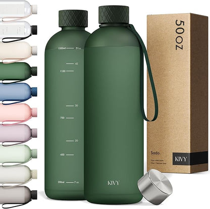 KIVY Large Water Bottle 50oz Fits Backpack & Cupholder by KIVY