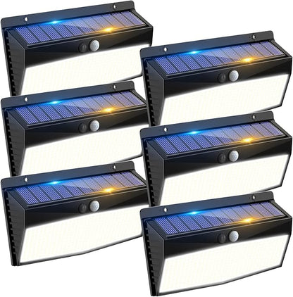 6 Pack 368 LED Solar Motion Sensor Lights Outdoor, Solar Fence Lights by Peasur