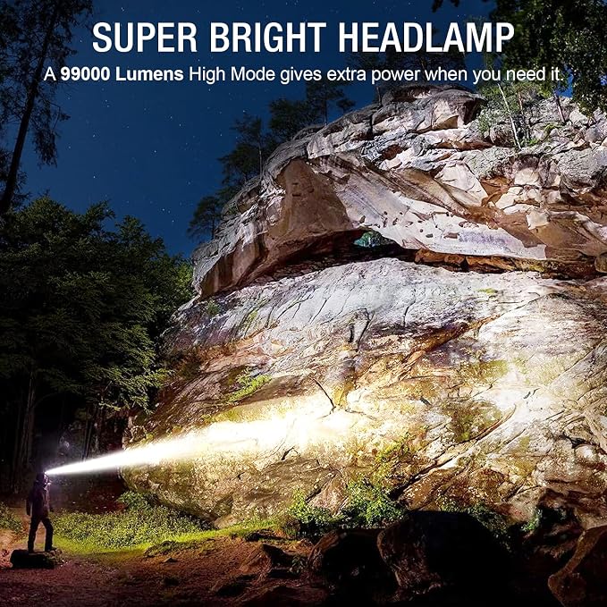 3Pack Rechargeable Headlamp Super Bright, 99000 Lumens LED Head Lamp - Image 2