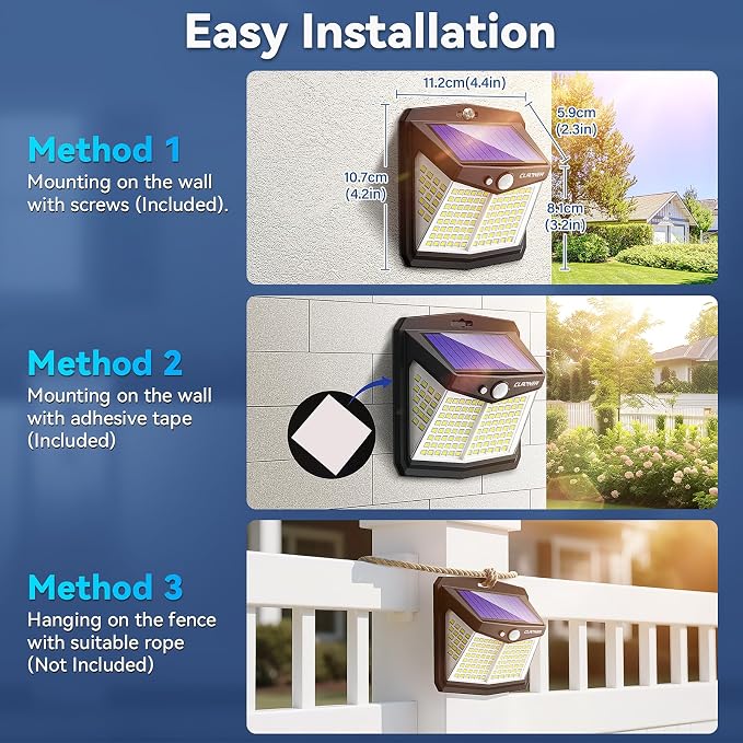 CLAONER Solar Lights Outdoor, Solar Motion Sensor Lights 3 Working Modes - Image 6