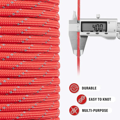 Reflective Paracord Rope 750 lb - 1000ft 5/32" Parachute Cord 4MM 12-Strand - Image 6
