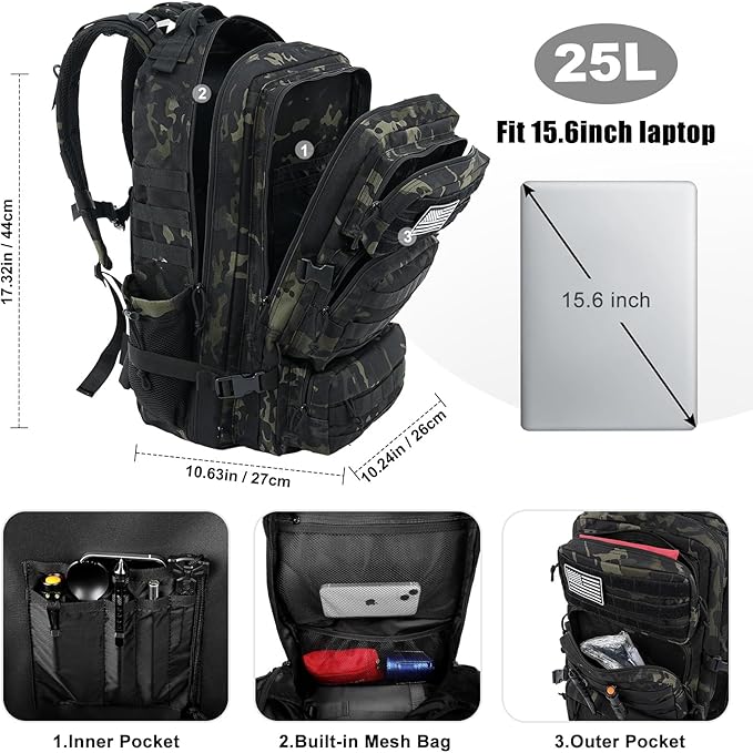Military Tactical Backpack 25L Day Backpack - Image 3