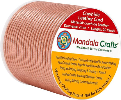 Mandala Crafts Round Genuine Rose Gold Leather Cord by MandalaCrafts