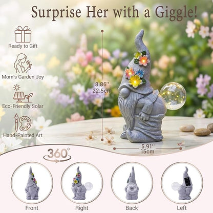 Solar Funny Garden Gnome Statue: Outdoor Sculpture Lights - Image 4