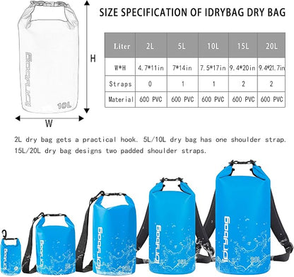 IDRYBAG Dry Bag for Kayaking Waterproof 2L/5L/10L/15L/20L, Small Dry Sack - Image 4