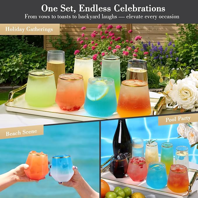 48 Pack Plastic Glasses – 24 x 9oz Stemless Champagne Flutes & 24 x 12oz - Image 7