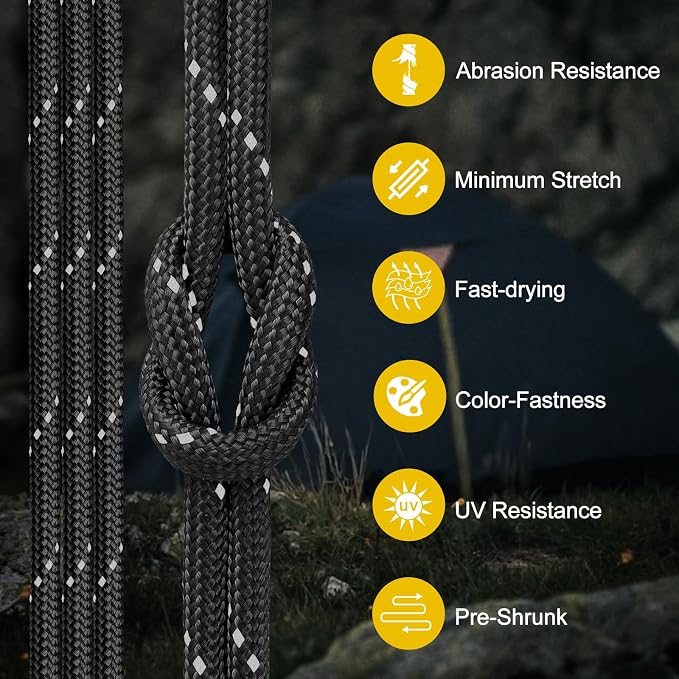 Reflective Paracord Rope 850Ib, 50/100/200/500/1000ft 4MM 11 Strand para Cords - Image 4