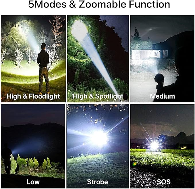 BERCOL Rechargeable Flashlights High Lumens, 90000 Lumens Super Bright LED - Image 3