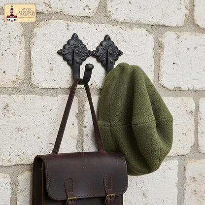 Mystic Colonial Rustic Cast Iron Wall Hooks, Heavy Duty Retro Utility Hooks - Image 5