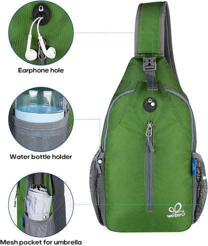 WATERFLY Crossbody Sling Backpack Sling Bag Travel Hiking Chest Bag Daypack - Image 5