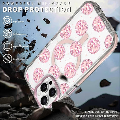 Case for iPhone 15 Pro Max, Disco Balls Pink Phone Case Design，for Women Girls - Image 5