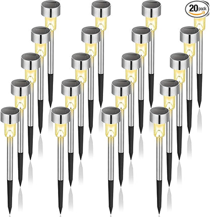 GIGALUMI Solar Pathway Lights, Stainless Steel IP44 Waterproof Auto On/Off by GIGALUMI