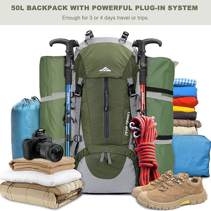 Loowoko 50L Hiking Backpack, Waterproof Camping Essentials Bag - Image 2
