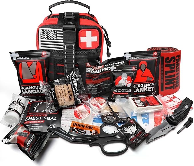 Survival First Aid Kit with Israeli Bandage, Chest Seal, Tourniquet, Tactical - Image 2