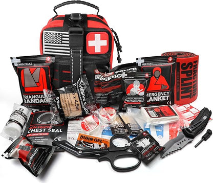 Survival First Aid Kit with Israeli Bandage, Chest Seal, Tourniquet, Tactical - Image 2
