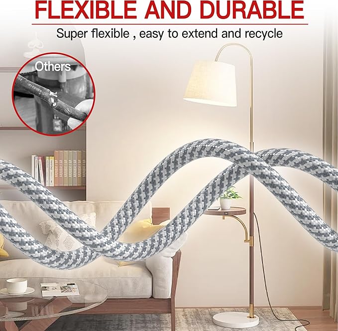 16/3 Braided Extension Cord 6 FT, Braided Extension Cord Flexible & Durable - Image 6
