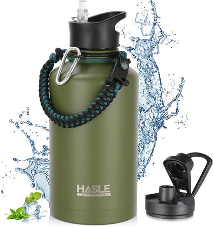 HASLE OUTFITTERS Half Gallon Insulated Water Bottles 64 oz, Stainless Steel by HASLEOUTFITTERS