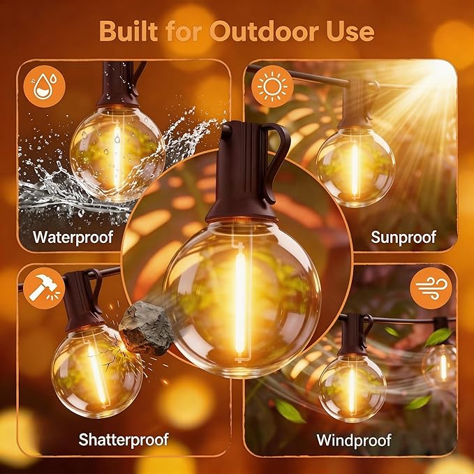 RTTY Outdoor String Lights 25 FT, G40 Led Patio Globe Lights - Image 3