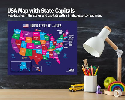 ZOCO – United States Map with Capitals Poster – Laminated 17x22 – Educational - Image 4
