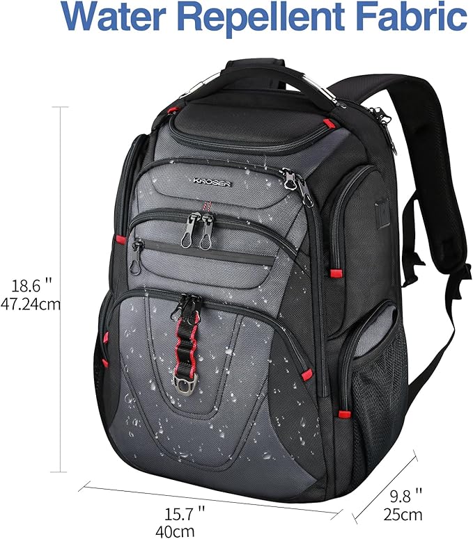 KROSER Friendly Travel Laptop Backpack 17.3 inch XXXL Gaming Backpack - Image 2