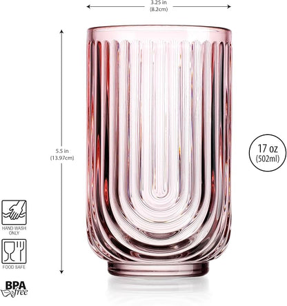 Glaver's Vintage Glassware Art Deco Glasses Ribbed Drinking Glasses U-Shape - Image 8